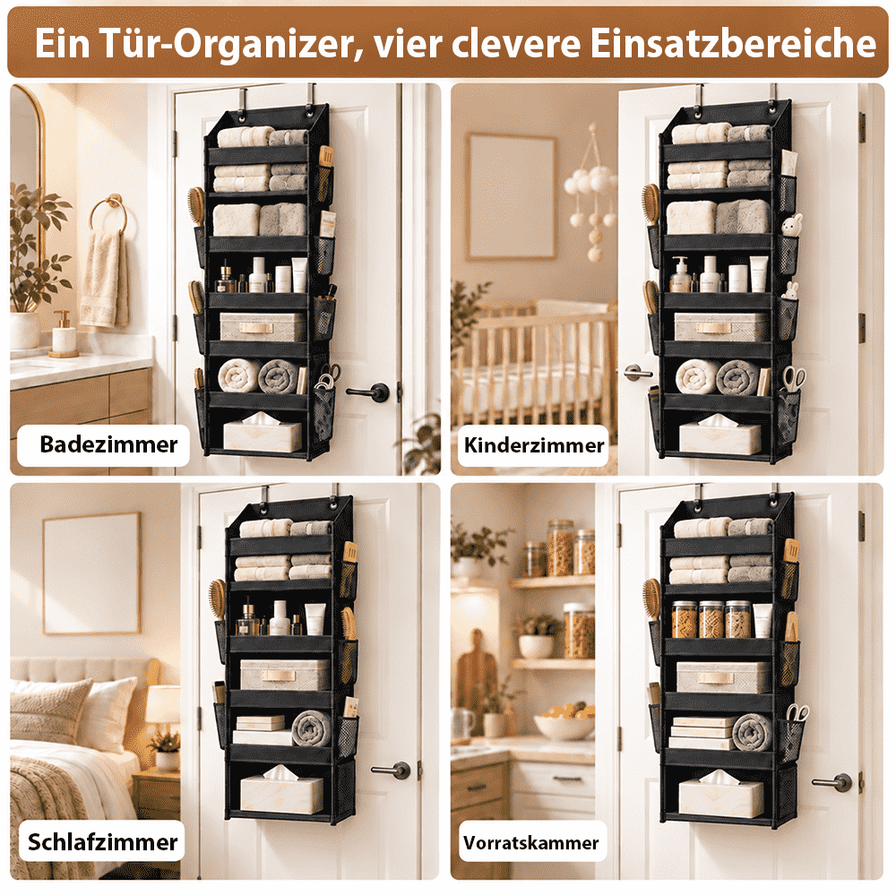 Tür-Organizer – Mehrfachtaschen-Aufbewahrung + Gratis-Haken