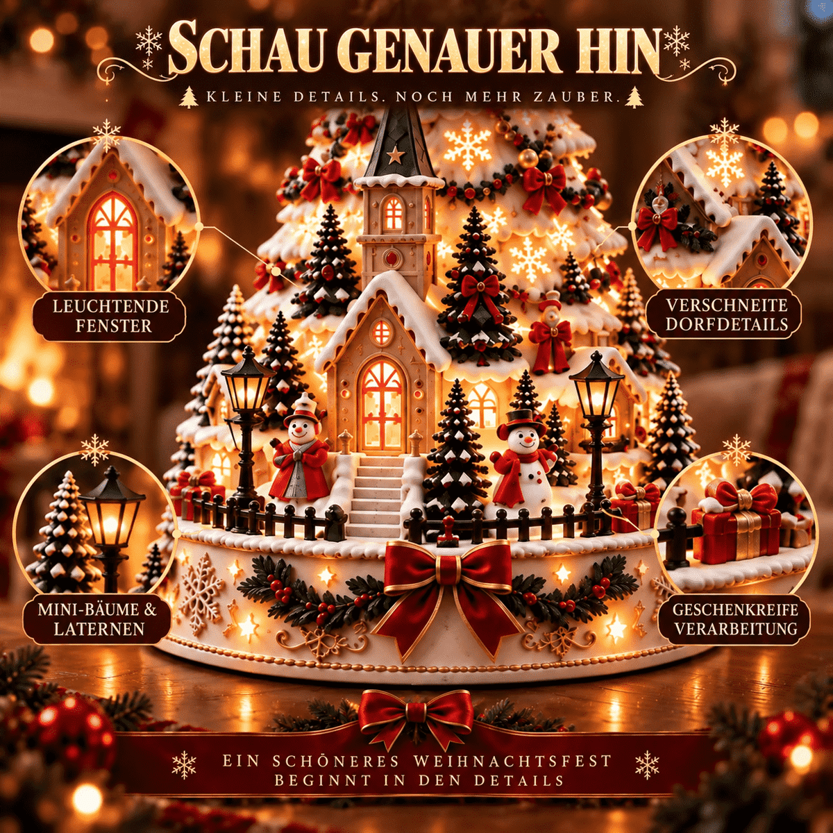 🎄 Magisches Weihnachtsdorf mit Projektion – 2 festliche Szenen