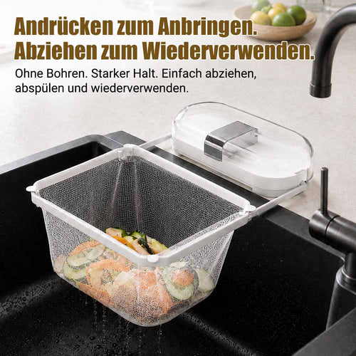 2-in-1 Spülbecken-Filterkorb mit Saugnapf – Beweglicher Abfallfilter mit Einweg-Abflussnetzen