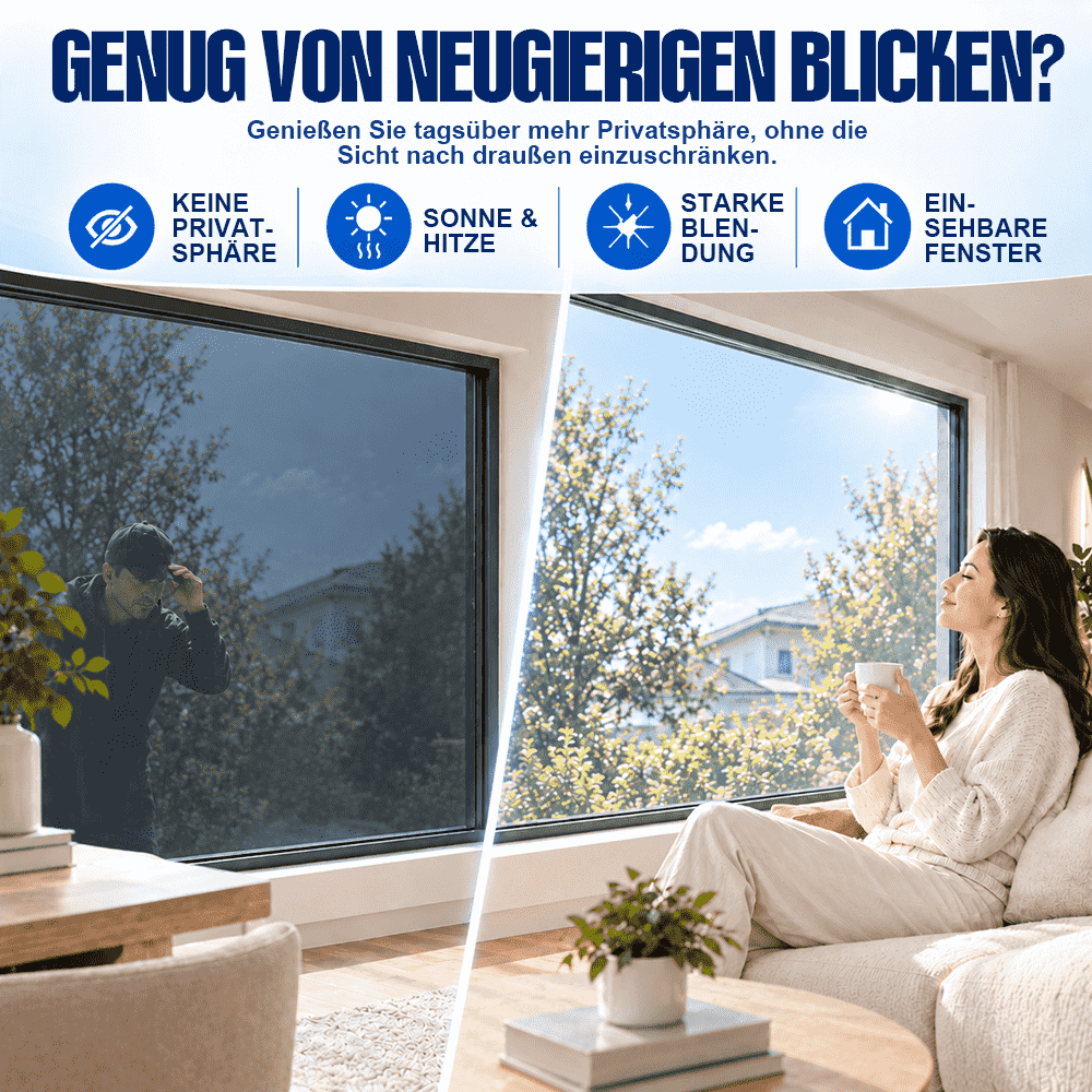 Fenster-Sichtschutzfolie – Einweg-Sichtschutz, UV- & Hitzeschutz🍇-up