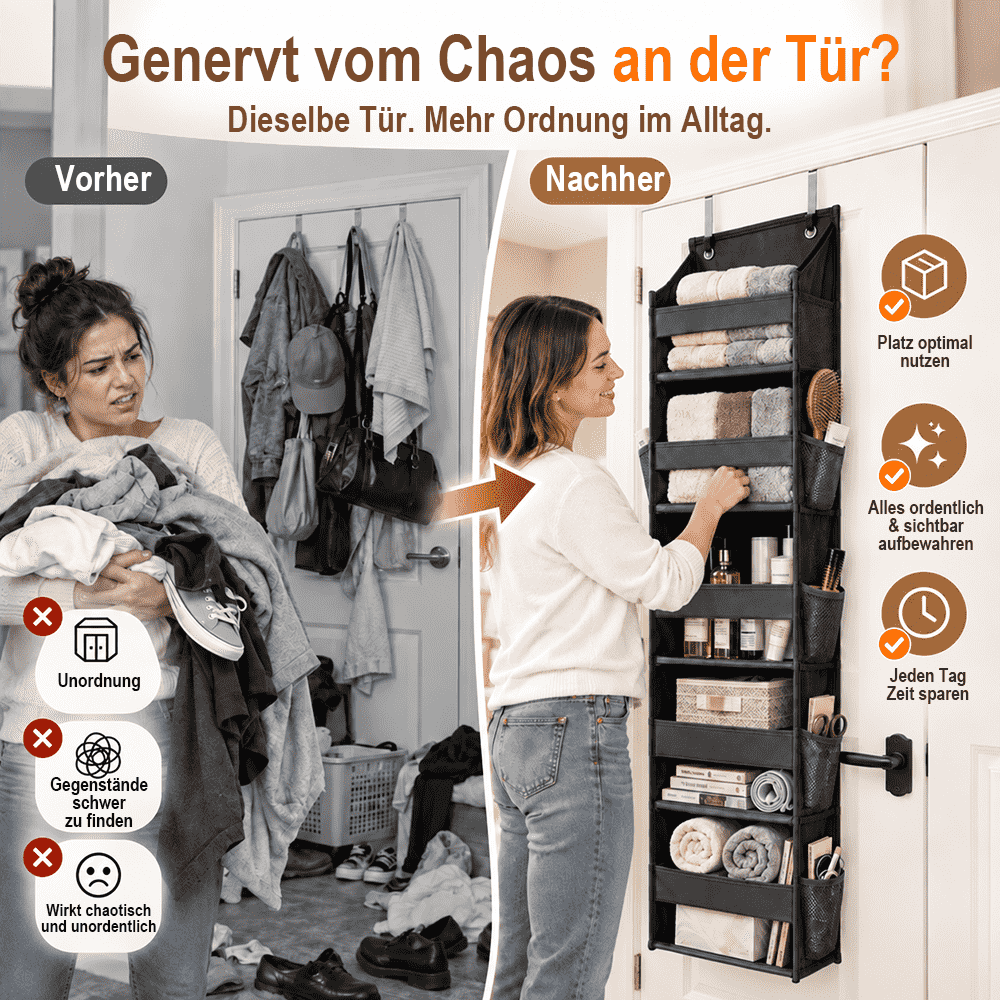 Tür-Organizer – Mehrfachtaschen-Aufbewahrung + Gratis-Haken
