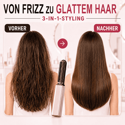 3-in-1-Haarstylingbürste mit Verbrennungsschutz | Glätten, Locken & Volumen verleihen