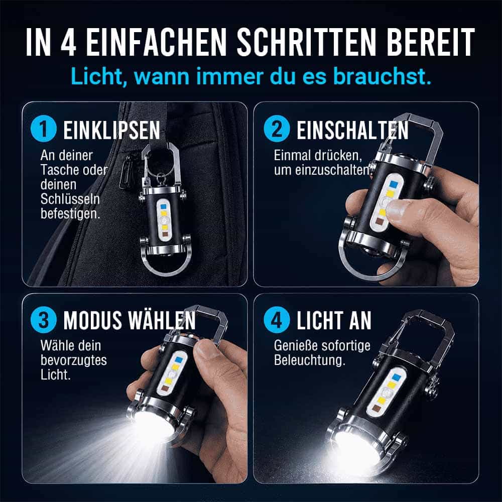 Himmelwärts gerichteter Strahl Mini-Schlüsselanhänger-Taschenlampe – Ultrahelle, wasserdichte LED-Taschenlampe