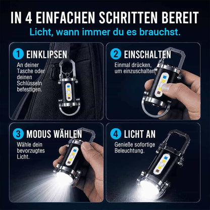 Himmelwärts gerichteter Strahl Mini-Schlüsselanhänger-Taschenlampe – Ultrahelle, wasserdichte LED-Taschenlampe