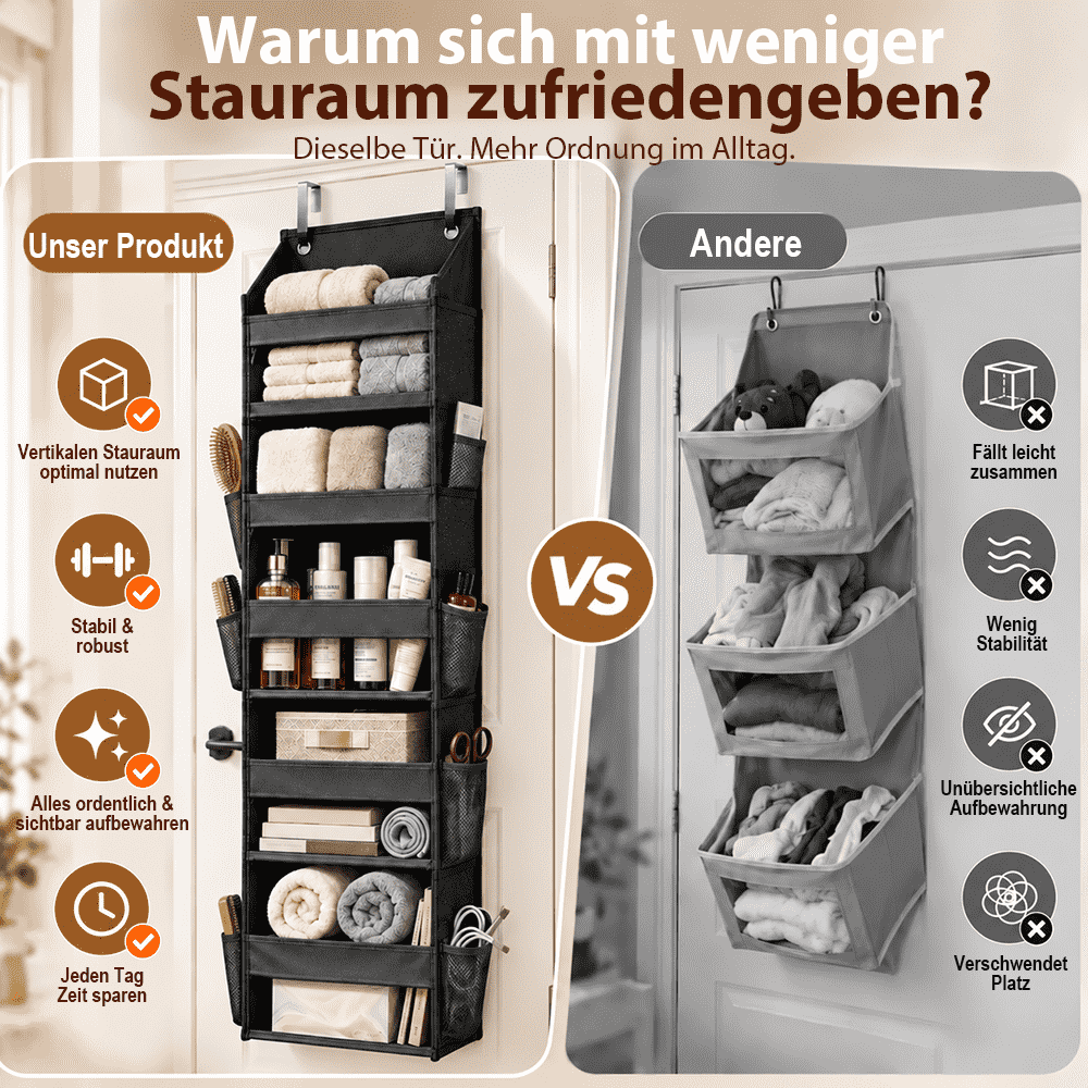 Tür-Organizer – Mehrfachtaschen-Aufbewahrung + Gratis-Haken