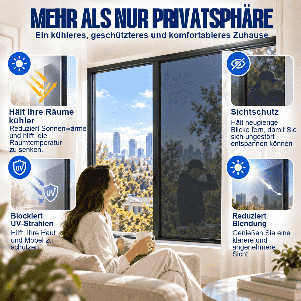 Fenster-Sichtschutzfolie – Einweg-Sichtschutz, UV- & Hitzeschutz🍇-up