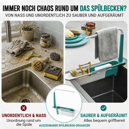 Verstellbarer Spülbecken-Organizer | Handtücher oben aufhängen, Reinigungsutensilien unten verstauen, Wasser unten ablaufen lassen