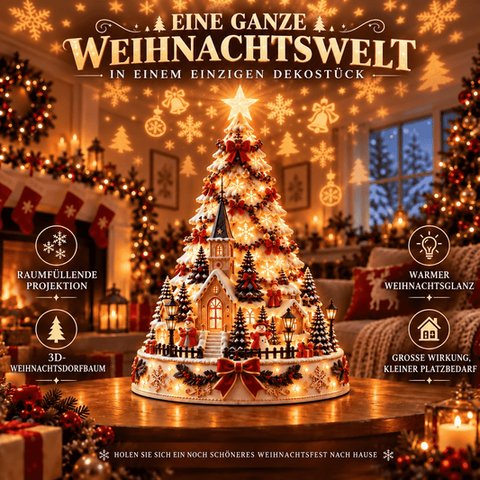 🎄 Magisches Weihnachtsdorf mit Projektion – 2 festliche Szenen