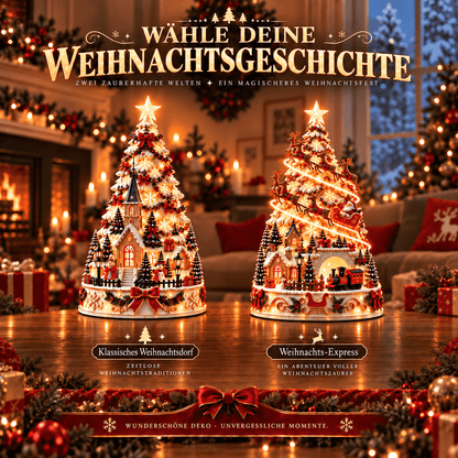 🎄 Magisches Weihnachtsdorf mit Projektion – 2 festliche Szenen