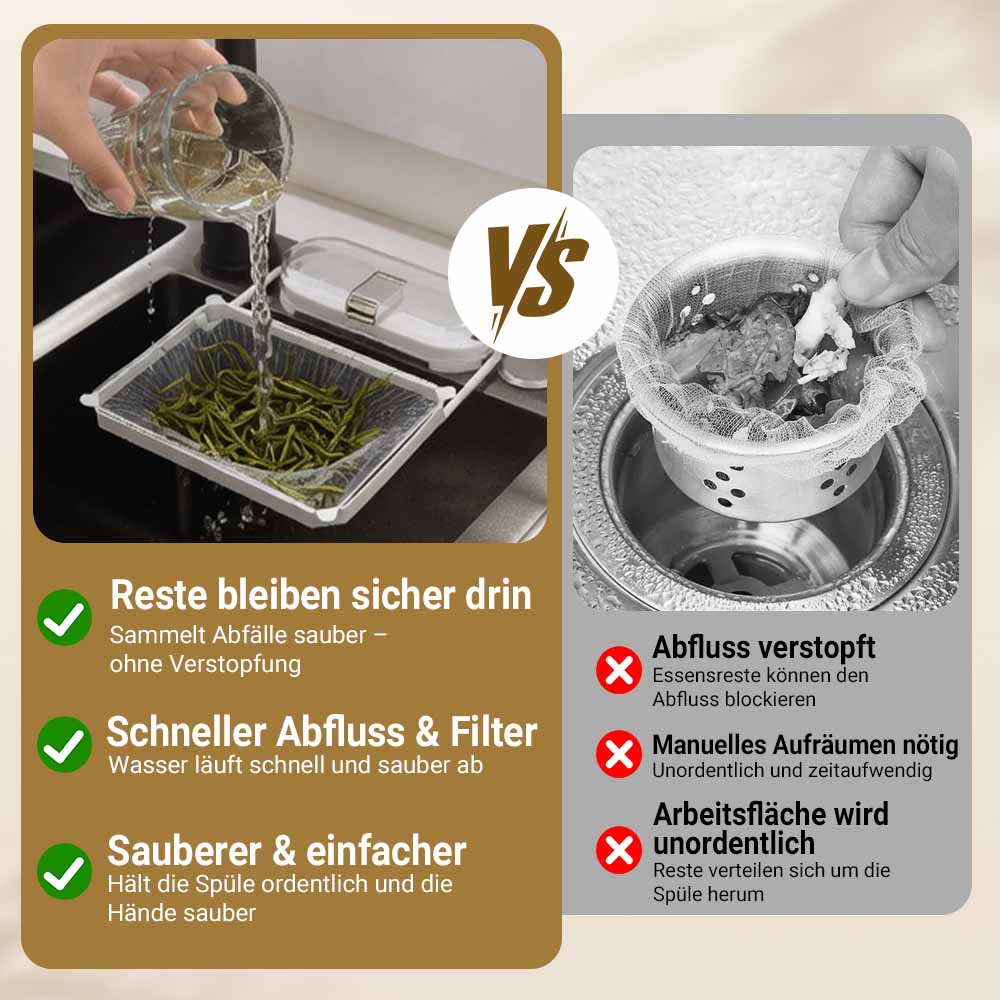 2-in-1 Spülbecken-Filterkorb mit Saugnapf – Beweglicher Abfallfilter mit Einweg-Abflussnetzen