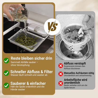 2-in-1 Spülbecken-Filterkorb mit Saugnapf – Beweglicher Abfallfilter mit Einweg-Abflussnetzen