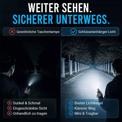 Himmelwärts gerichteter Strahl Mini-Schlüsselanhänger-Taschenlampe – Ultrahelle, wasserdichte LED-Taschenlampe
