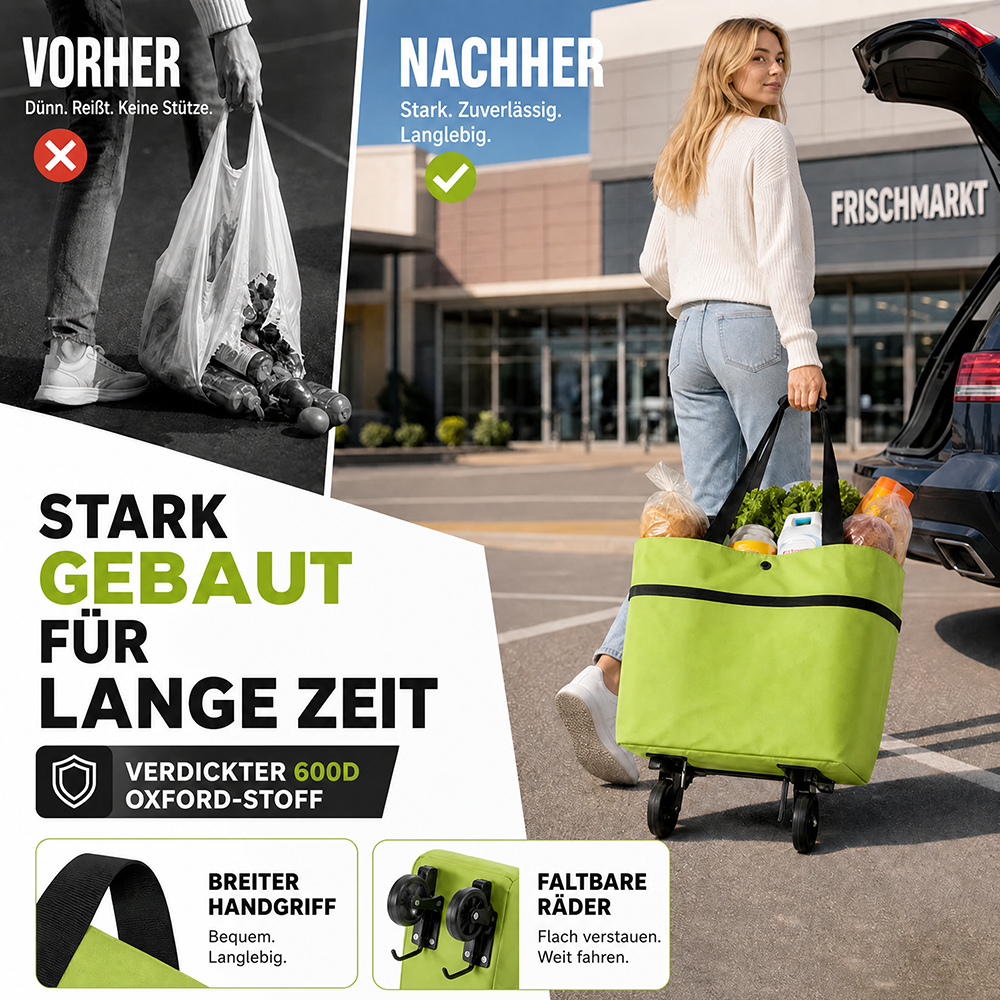 🛢️ Angebot 2026 – Mehr als 31.000 verkauft! 2-in-1 faltbarer Einkaufstrolley