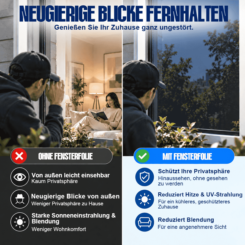 Fenster-Sichtschutzfolie – Einweg-Sichtschutz, UV- & Hitzeschutz🍇-up