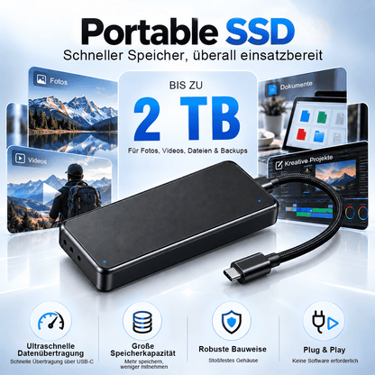 🏆 Beliebteste tragbare SSD 2026 — Premium Type-C Mini-Speicher | 500 GB / 1 TB / 2 TB