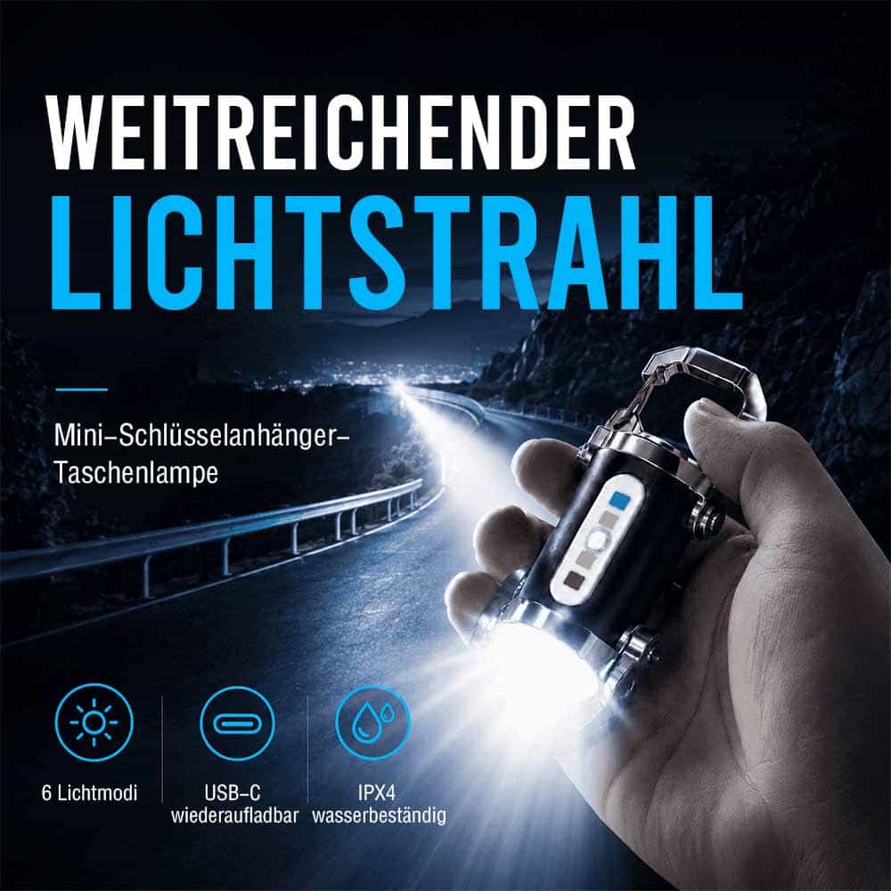 Himmelwärts gerichteter Strahl Mini-Schlüsselanhänger-Taschenlampe – Ultrahelle, wasserdichte LED-Taschenlampe