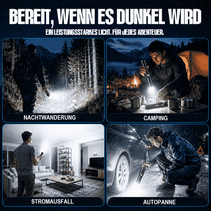 Ultrahelle Hochleistungs-Akku-Taschenlampe – Zoomlicht, Schnellladung & lange Akkulaufzeit für Outdoor & Notfälle