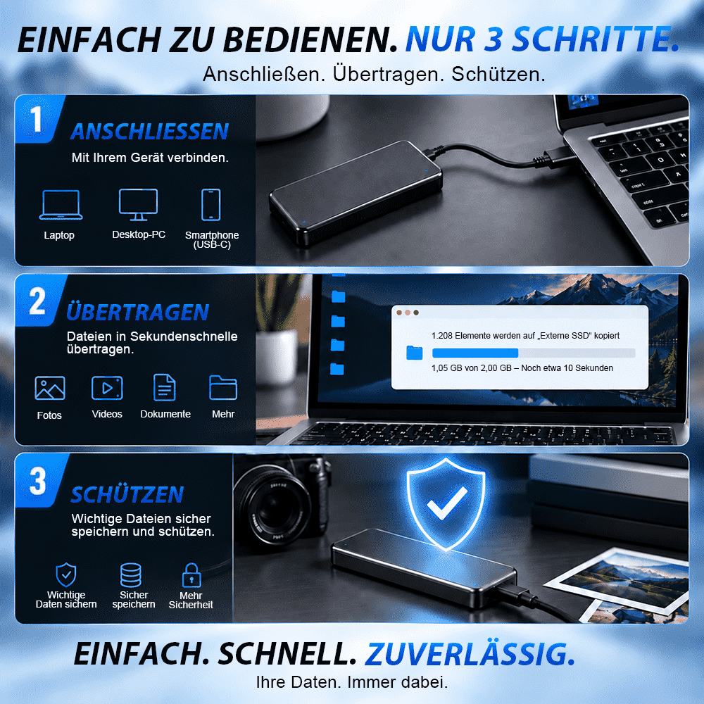 🏆 Beliebteste tragbare SSD 2026 — Premium Type-C Mini-Speicher | 500 GB / 1 TB / 2 TB