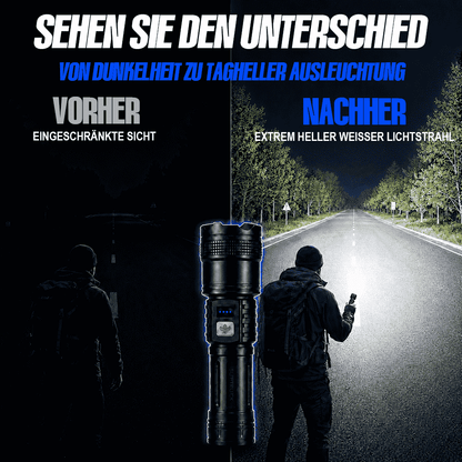 Ultrahelle Hochleistungs-Akku-Taschenlampe – Zoomlicht, Schnellladung & lange Akkulaufzeit für Outdoor & Notfälle