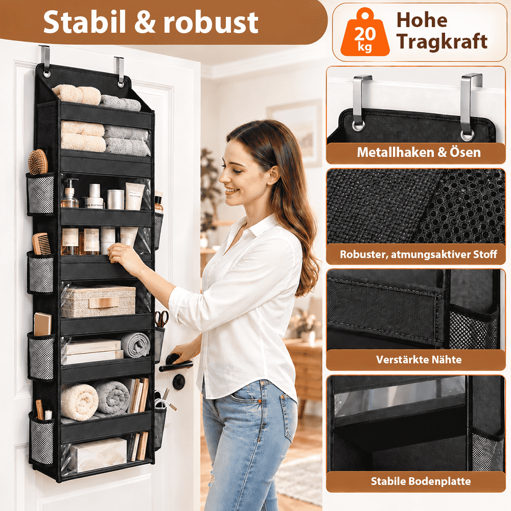 Tür-Organizer – Mehrfachtaschen-Aufbewahrung + Gratis-Haken