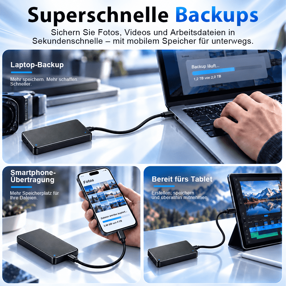 🏆 Beliebteste tragbare SSD 2026 — Premium Type-C Mini-Speicher | 500 GB / 1 TB / 2 TB