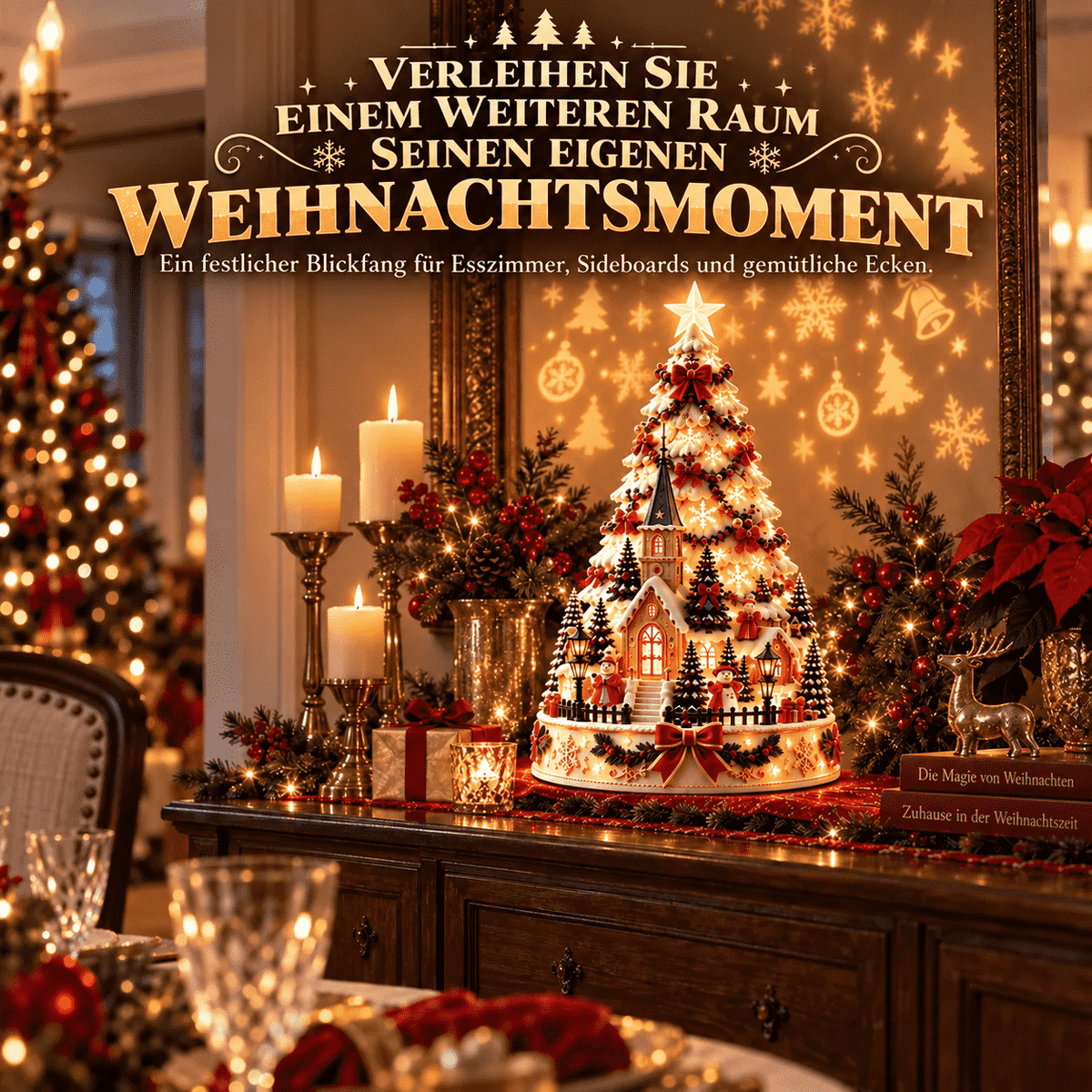 🎄 Magisches Weihnachtsdorf mit Projektion – 2 festliche Szenen