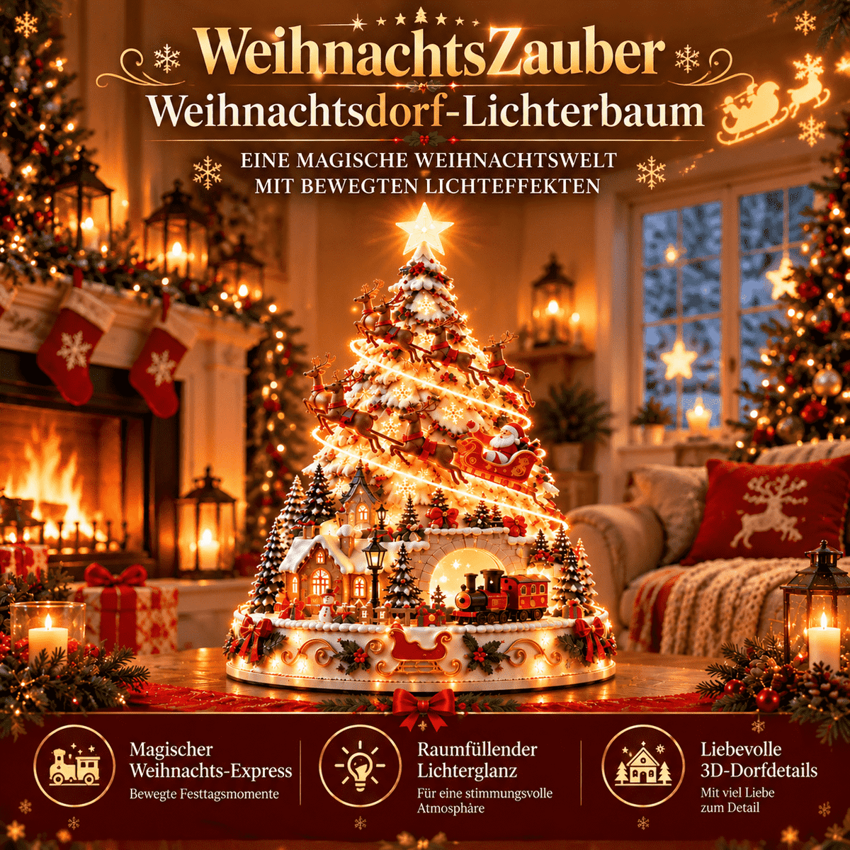 🎄 Magisches Weihnachtsdorf mit Projektion – 2 festliche Szenen