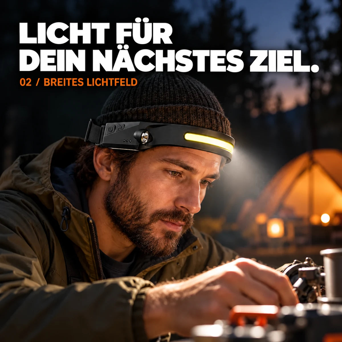 Wiederaufladbare LED-Stirnlampe mit Bewegungssensor