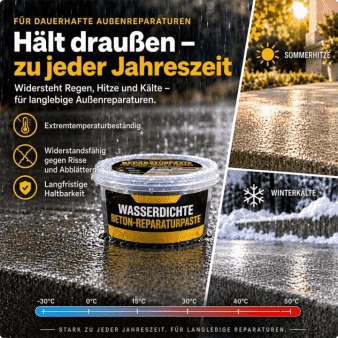 Wasserfeste Reparaturpaste für Betonwände, Böden & Stufen – Für Risse, Löcher & Abplatzungen 🛡️